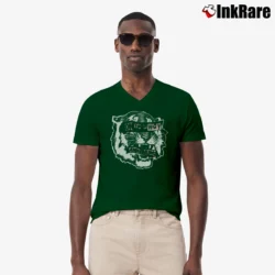 Men’s Anine Bing Lili Tiger Eyes Graphic V-Neck Tee in forest green | Sharp, Breathable, Everyday Staple