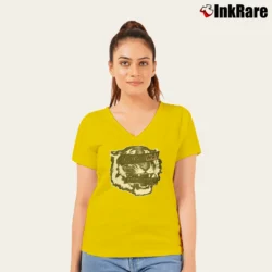 Women’s Anine Bing Lili Tiger Eyes V-Neck Tee in yellow | Chic Neckline, Soft Texture