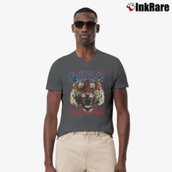 Men’s Anine Bing Tiger Graphic V-Neck Tee in charcoal | Sharp, Breathable, Everyday Staple