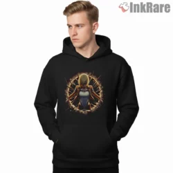 Annie Leonhart Crystal Halo Shirt on black hoodie for men graphic tee