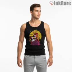 Annie Leonhart Midnight Halloween Coffin Shirt on black tank top for men graphic tee