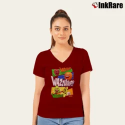 Women’s Annoying Orange What Is Up Funny V-Neck Tee in maroon | Chic Neckline, Soft Texture