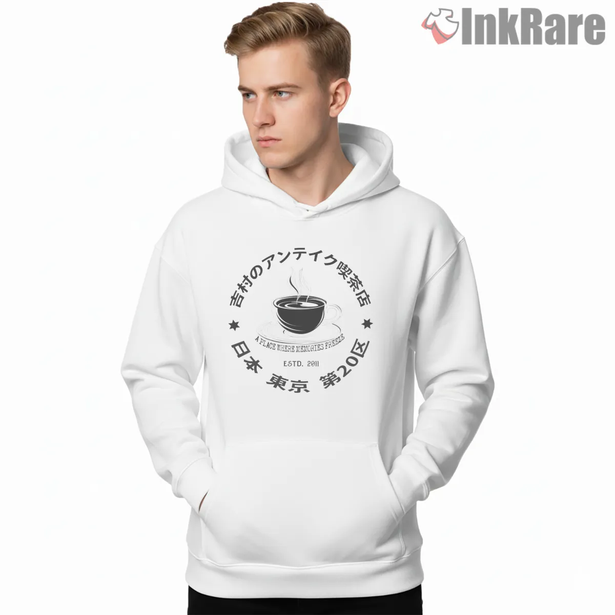 Anteiku Cafe Vintage Coffee Shop Anime Shirt on white hoodie for men graphic tee