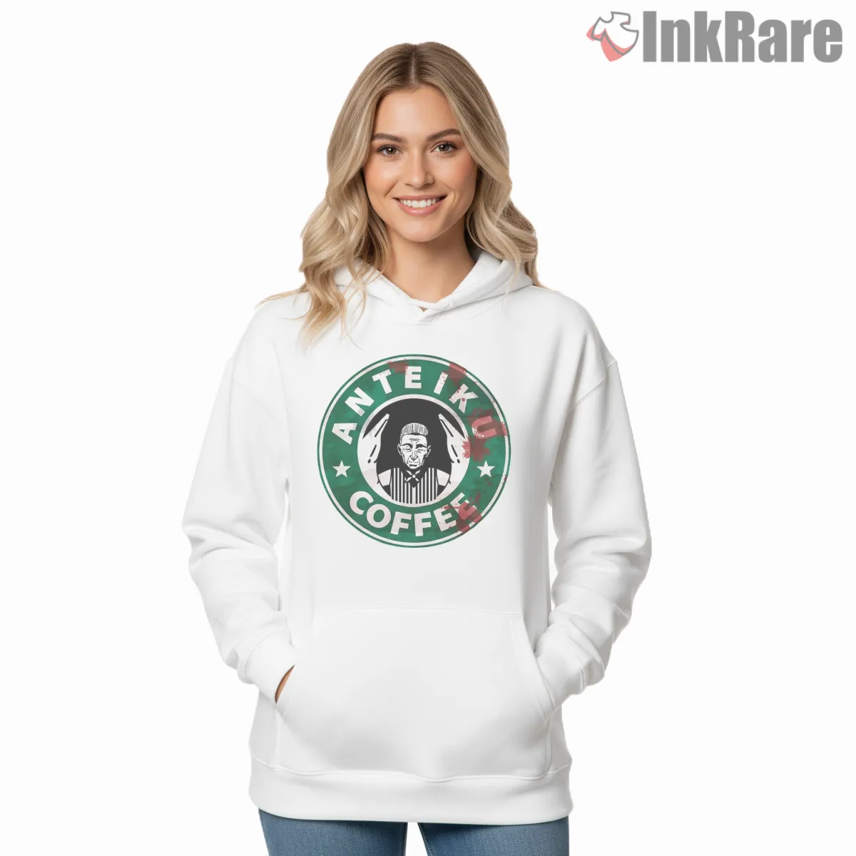 Anteiku Coffee Shop Parody Logo Anime Shirt on white hoodie for women graphic tee