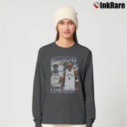 Women’s Anthony Edwards Newspaper Headlines Long-Sleeve Top in charcoal | Sleek, Versatile, All-Season