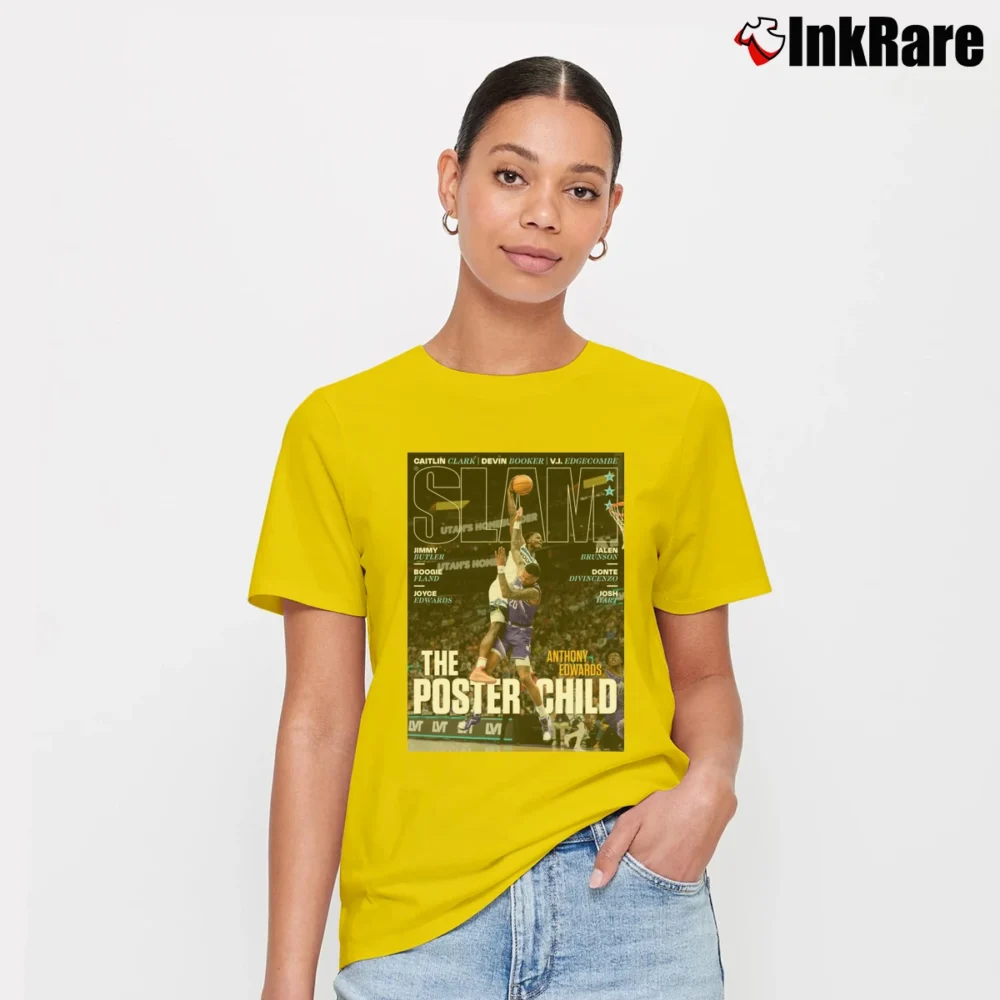Women’s Anthony Edwards The Poster Child Signature T-Shirt in yellow | Soft, Flattering Fit