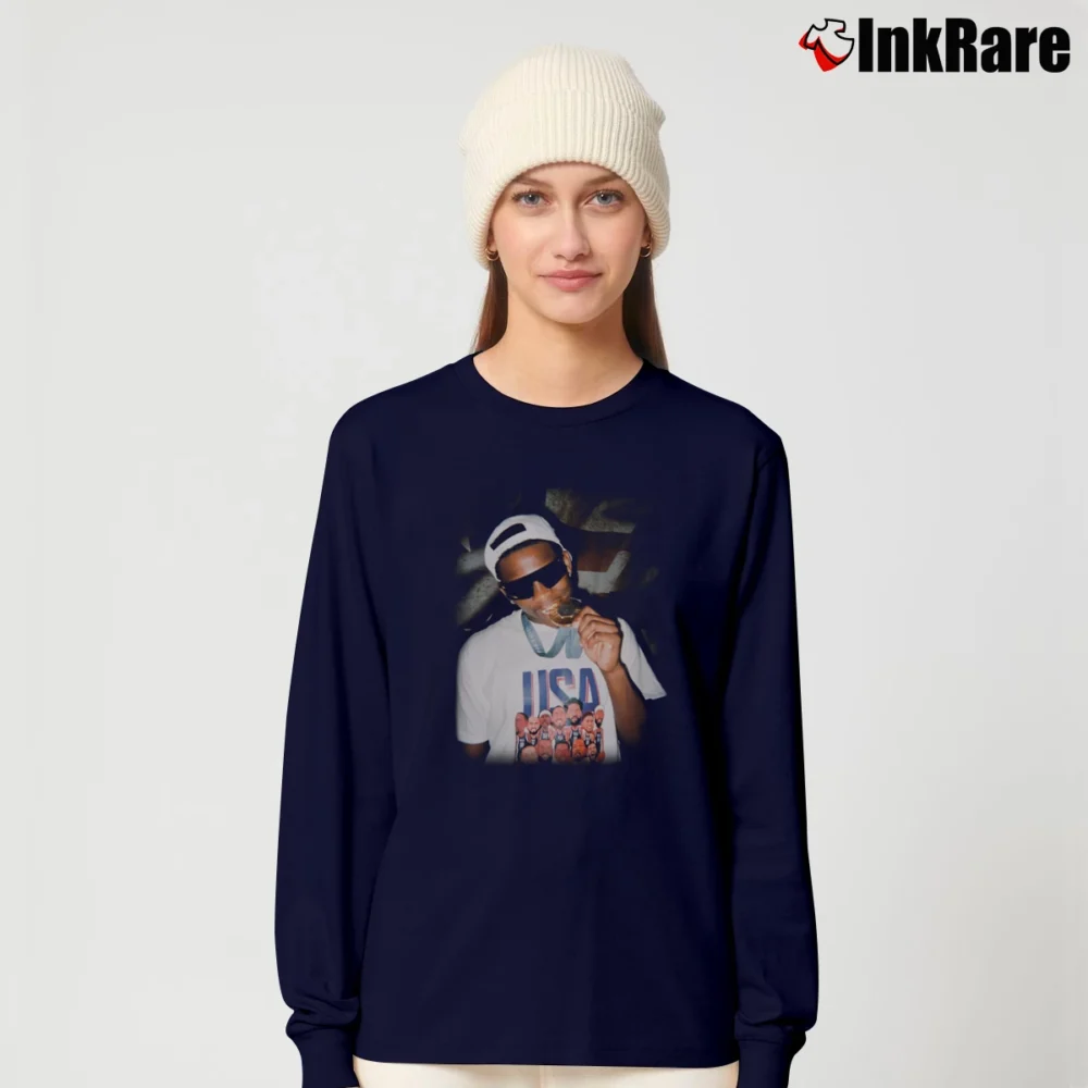 Women’s Anthony Edwards USA Gold Medal Long-Sleeve Top in navy | Sleek, Versatile, All-Season