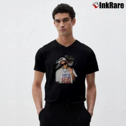Men’s Anthony Edwards USA Gold Medal V-Neck Tee in black | Sharp, Breathable, Everyday Staple