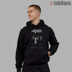 Anthrax Among The Living Shadow Figure Shirt on black hoodie for men graphic tee