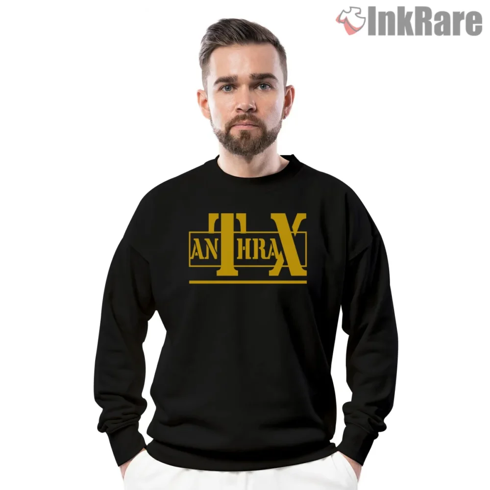 Anthrax Bold Yellow Block Letter Shirt on graphic shirt for men graphic tee