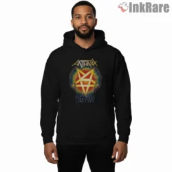 Anthrax Breathing Lightning Symbol Shirt on black hoodie for men graphic tee