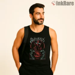 Anthrax Crimson Demon Blue Night Shirt on black tank top for men graphic tee
