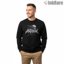 Anthrax Electric Skull White Logo Shirt on graphic shirt for men graphic tee