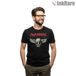 Anthrax Flying Logo Pop Punk Shirt on black short sleeve shirt for men graphic tee