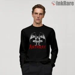 Anthrax Gargoyle Cave Illustration Shirt on black long sleeve shirt for men graphic tee