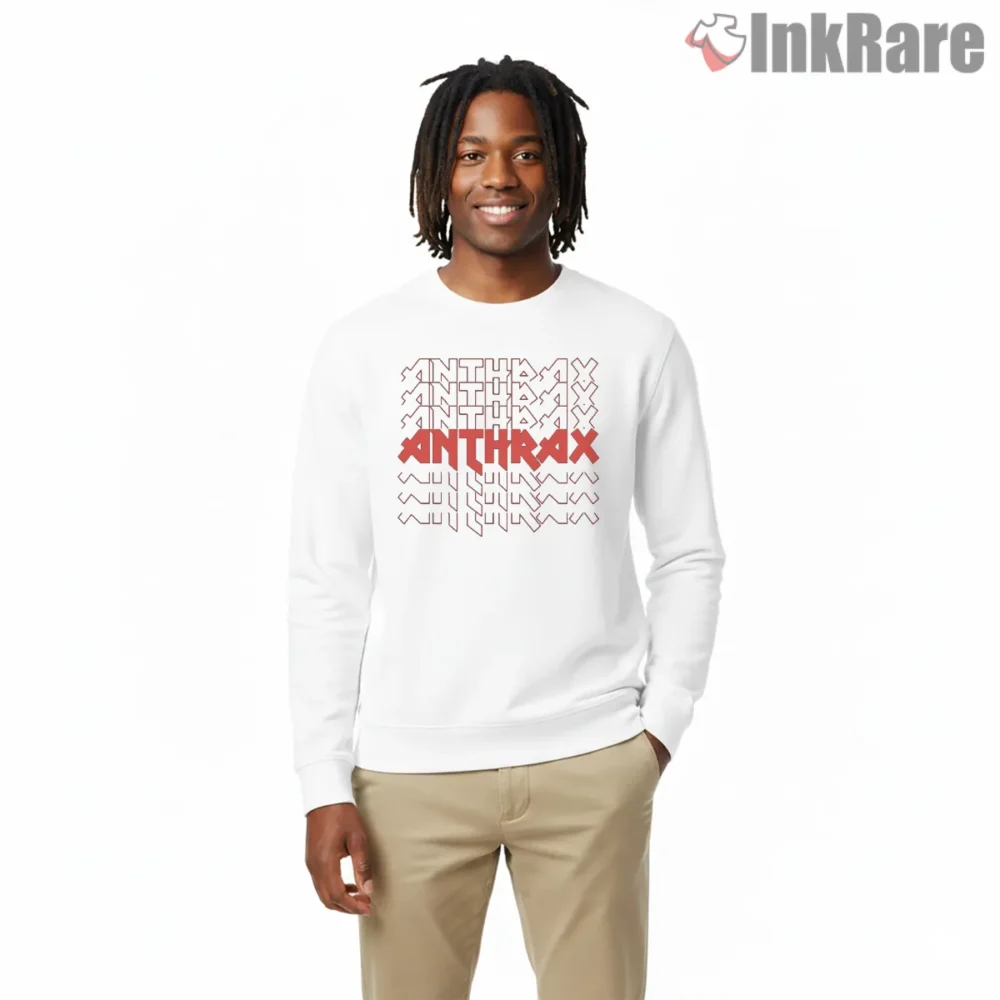 Anthrax Iron Text Repeat Logo Wall Shirt on graphic shirt for men graphic tee
