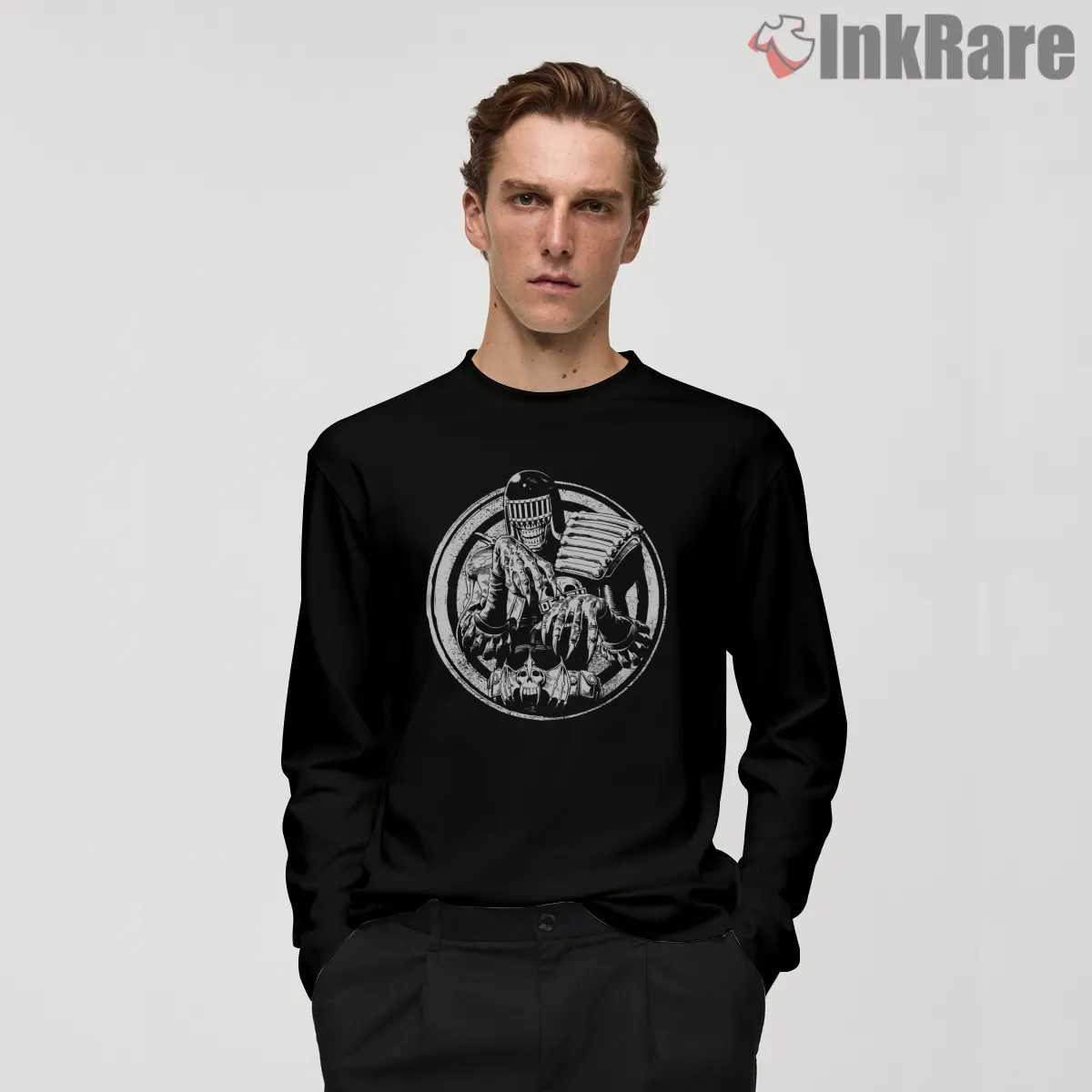 Anthrax Judge Death Monochrome Circle Shirt on black long sleeve shirt for men graphic tee
