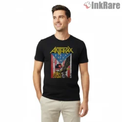 Anthrax Patriotic Eagle Street Soldier Shirt on black short sleeve shirt for men graphic tee