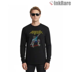 Anthrax Spreading The Disease Skater Shirt on black long sleeve shirt for men graphic tee
