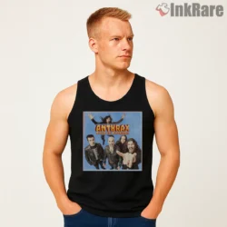 Anthrax State Of Euphoria Photo Poster Shirt on black tank top for men graphic tee