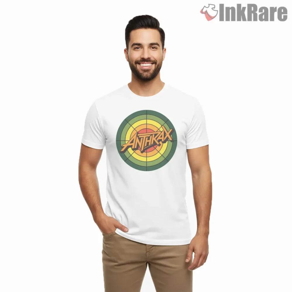 Anthrax Target Logo Thrash Bullseye Shirt on white short sleeve shirt for men graphic tee