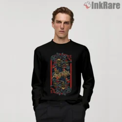 Anthrax Tarot Skeleton Frame Shirt on black long sleeve shirt for men graphic tee