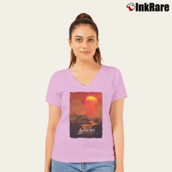Women’s Apocalypse Now Movie Poster V-Neck Tee in light pink | Chic Neckline, Soft Texture