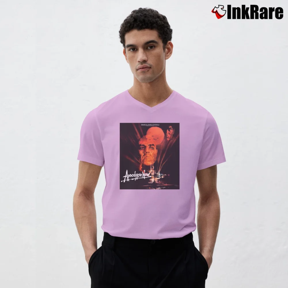 Men’s Apocalypse Now Poster V-Neck Tee in light pink | Sharp, Breathable, Everyday Staple