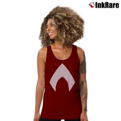 Women’s Aquaman DC Comics Logo Tank Top in maroon | Lightweight, Movement-Friendly