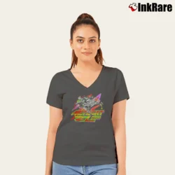 Women’s Arctic Cat ZL500 Snowmobile 90s V-Neck Tee in charcoal | Chic Neckline, Soft Texture