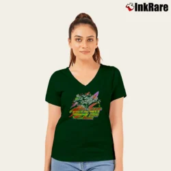 Women’s Arctic Cat ZL500 Snowmobile V-Neck Tee in forest green | Chic Neckline, Soft Texture