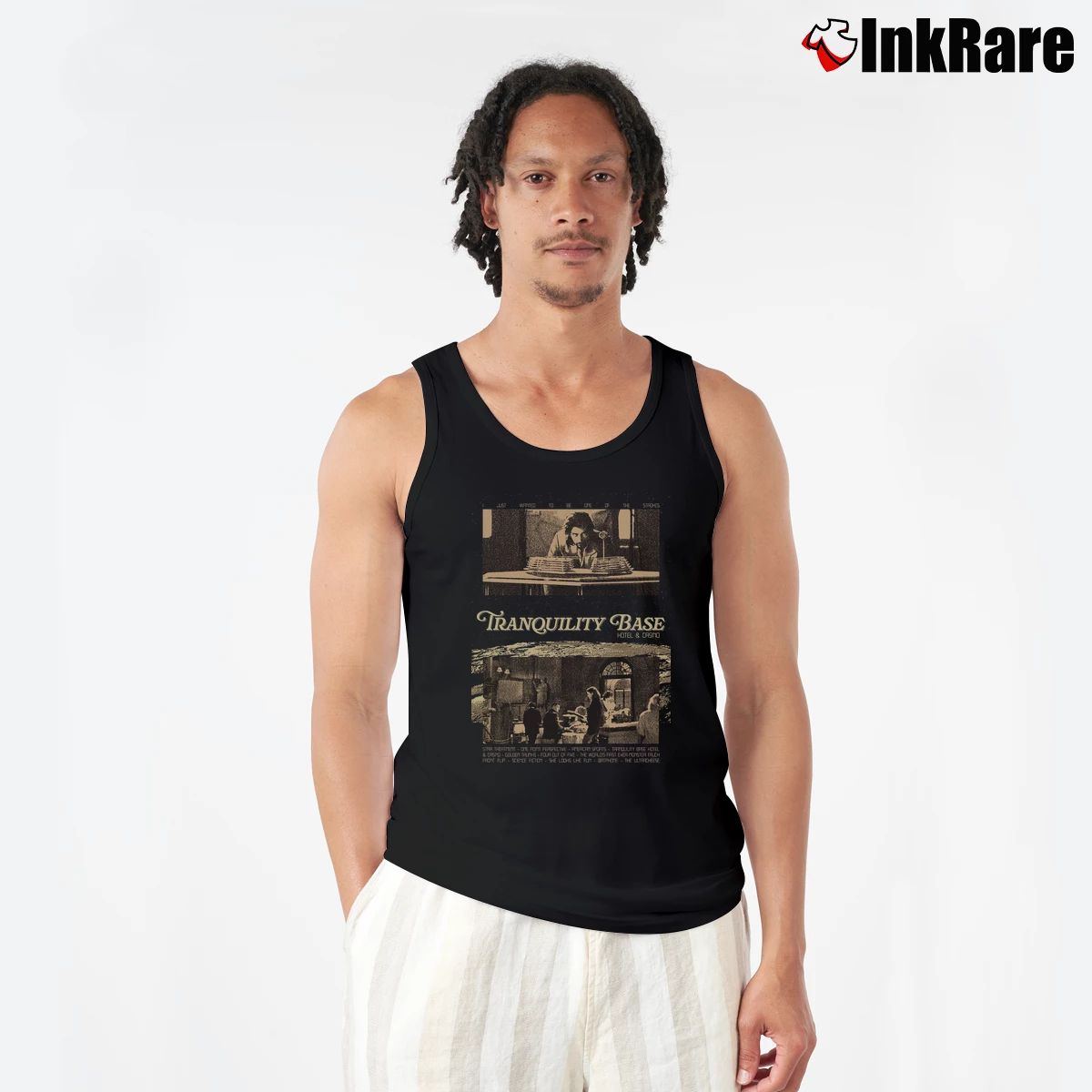 Men’s Arctic Monkeys Tranquility Base Hotel And Casino Tank Top in black | Breathable, Active-Friendly Design