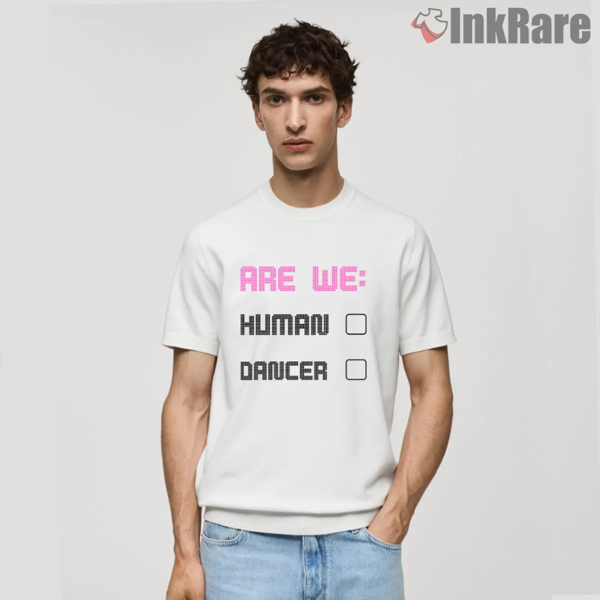 Are We Human The Killers Men Short Sleeve White Men short sleeve white tee showing Are We Human The Killers artwork