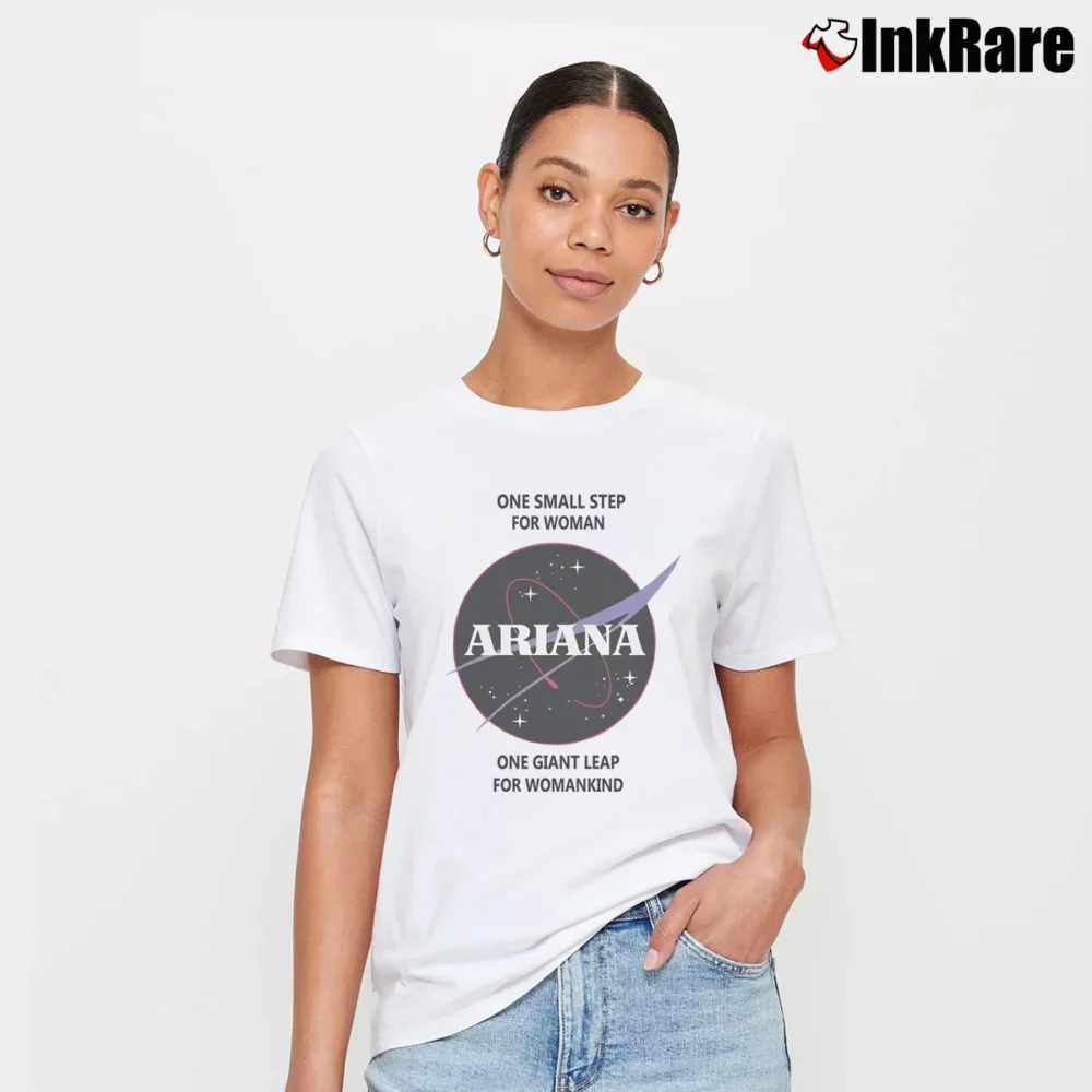 Women’s Ariana Grande NASA Logo Signature T-Shirt in white | Soft, Flattering Fit