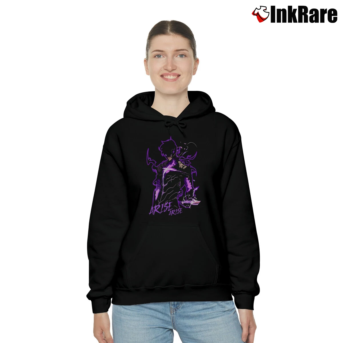 Women’s Arise Solo Leveling Cozy Hoodie in black | Warm, Structured, Stylish