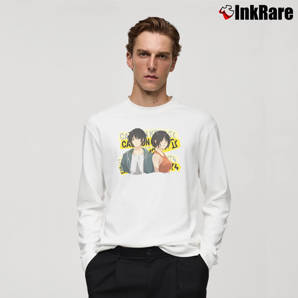 Men’s Arisu Usagi Alice In Borderland Long-Sleeve Shirt in white | Sleek, Lightweight, Year-Round Wear
