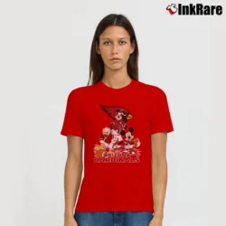 Women’s Arizona Cardinals Mickey Mouse Donald Goofy Football Signature T-Shirt in red | Soft, Flattering Fit