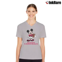 Women’s Arizona Cardinals Mickey Mouse Super Bowl Fan V-Neck Tee in sport grey | Chic Neckline, Soft Texture