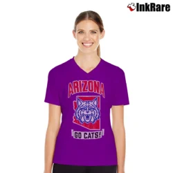 Women’s Arizona Wildcats Strong Mascot Champion V-Neck Tee in purple | Chic Neckline, Soft Texture