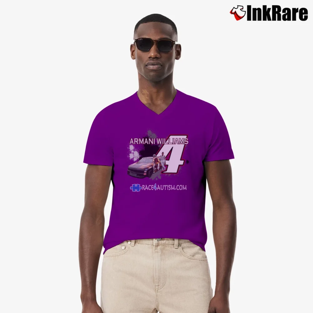 Men’s Armani Williams Arca Truck Series V-Neck Tee in purple | Sharp, Breathable, Everyday Staple