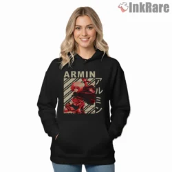Armin Arlert Crimson Tactician Portrait Shirt on black hoodie for women graphic tee