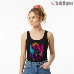Armin Arlert Neon Rebel Jacket Shirt on black tank top for women graphic tee