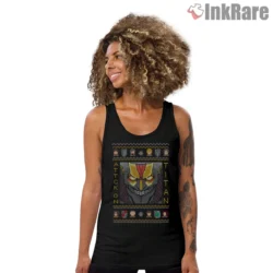 Armored Titan Festive Knit Pattern Shirt on black tank top for women graphic tee