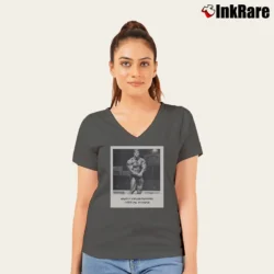 Women’s Arnold Schwarzenegger 1975 Mr Olympia V-Neck Tee in charcoal | Chic Neckline, Soft Texture