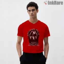 Men V neck red with Artimus Pyle themed graphic