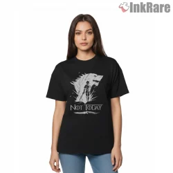 Arya Stark Not Today Silhouette Minimal Shirt on black short sleeve shirt for women graphic tee