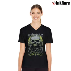 Women’s As I Lay Dying Metal Band V-Neck Tee in black | Chic Neckline, Soft Texture