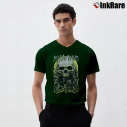 Men’s As I Lay Dying Metal Band V-Neck Tee in forest green | Sharp, Breathable, Everyday Staple