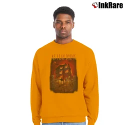Men’s As I Lay Dying The Reaper Graphic Crewneck Sweatshirt in orange | Cozy Fabric, Clean Style
