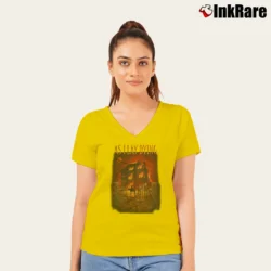 Women’s As I Lay Dying The Reaper Graphic V-Neck Tee in yellow | Chic Neckline, Soft Texture